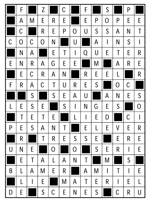 Solutions des mots fléchés du précédent numéro