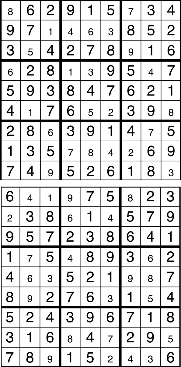 Solutions des sudokus du précédent numéro