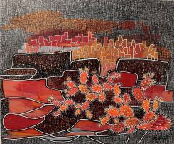Des cactus et des villes chez Daisy Abi Jaber. Avec l'aimable autorisation de la galerie Mark Hachem 