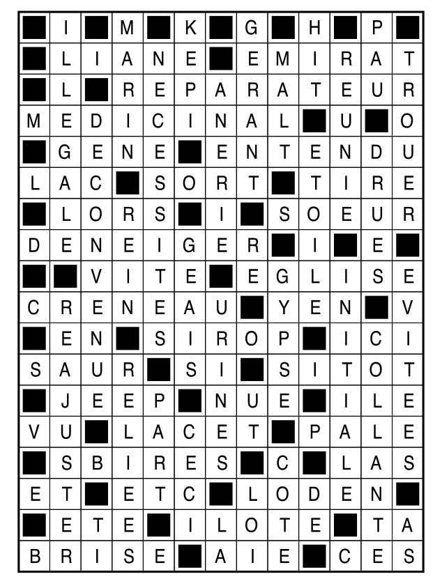 Solutions des mots fléchés du précédent numéro