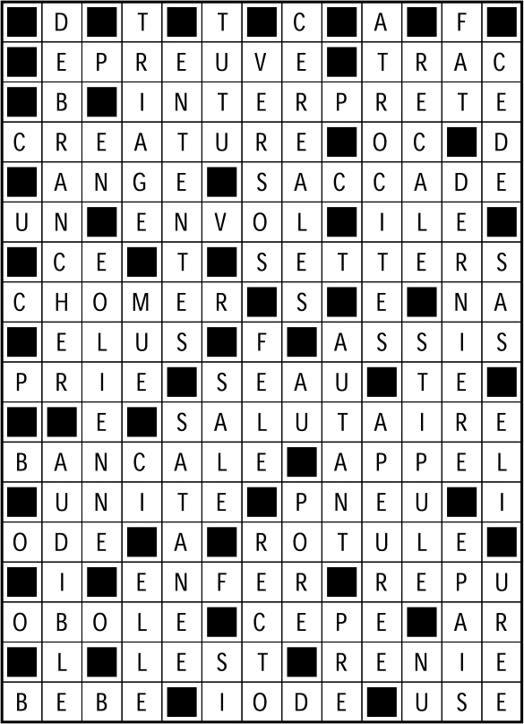 Solutions des mots fléchés du précédent numéro