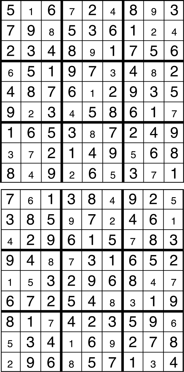 Solutions des sudokus du précédent numéro