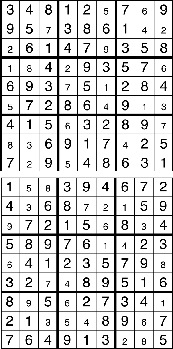 Solutions des sudokus du précédent numéro