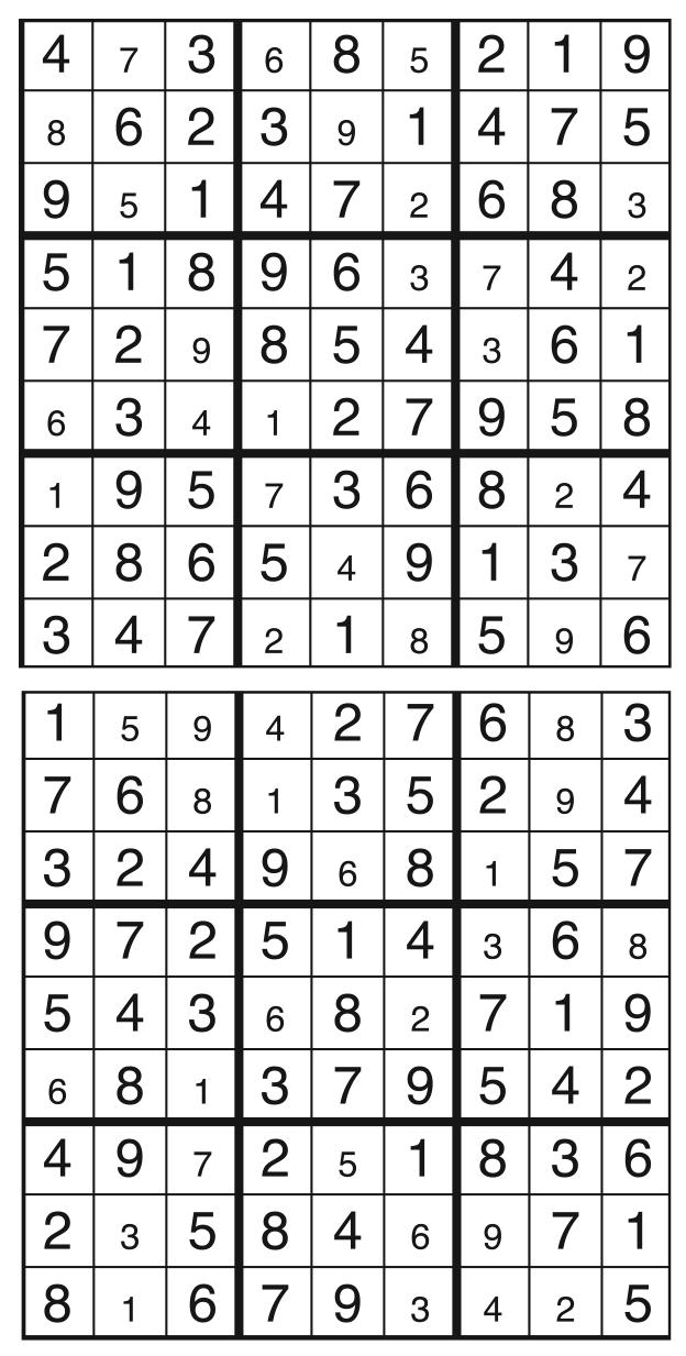 Solutions des sudokus du précédent numéro