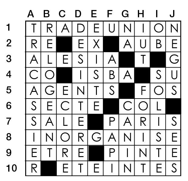 Solutions des mots croisés du précédent numéro