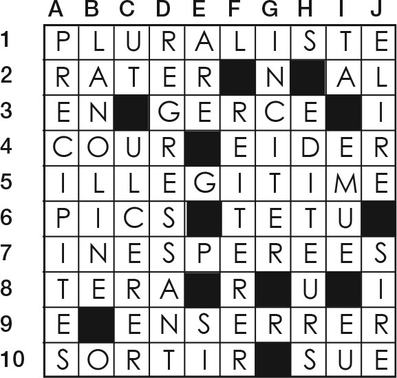 Solutions des mots croisés du précédent numéro