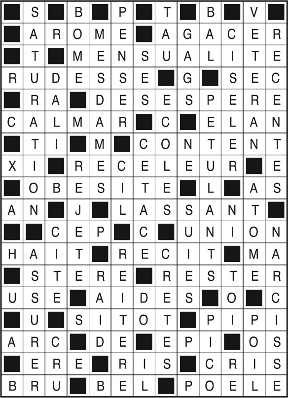 Solutions des mots fléchés du précédent numéro