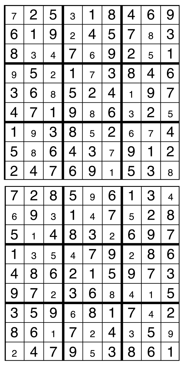 Solutions des sudokus du précédent numéro