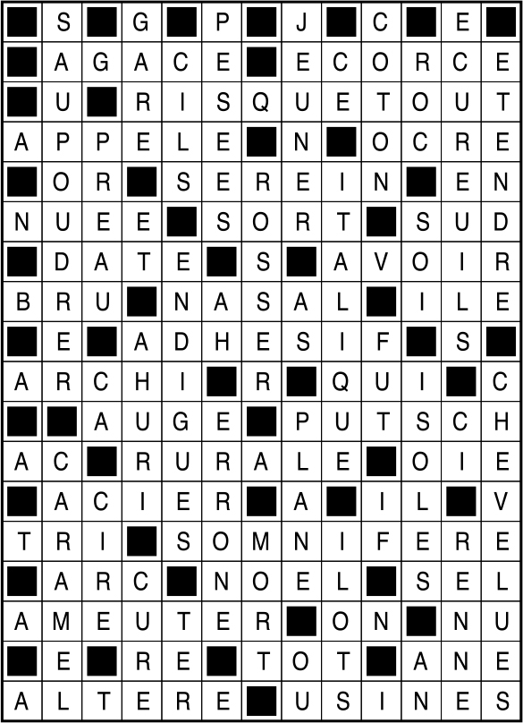 Solutions des mots fléchés du précédent numéro