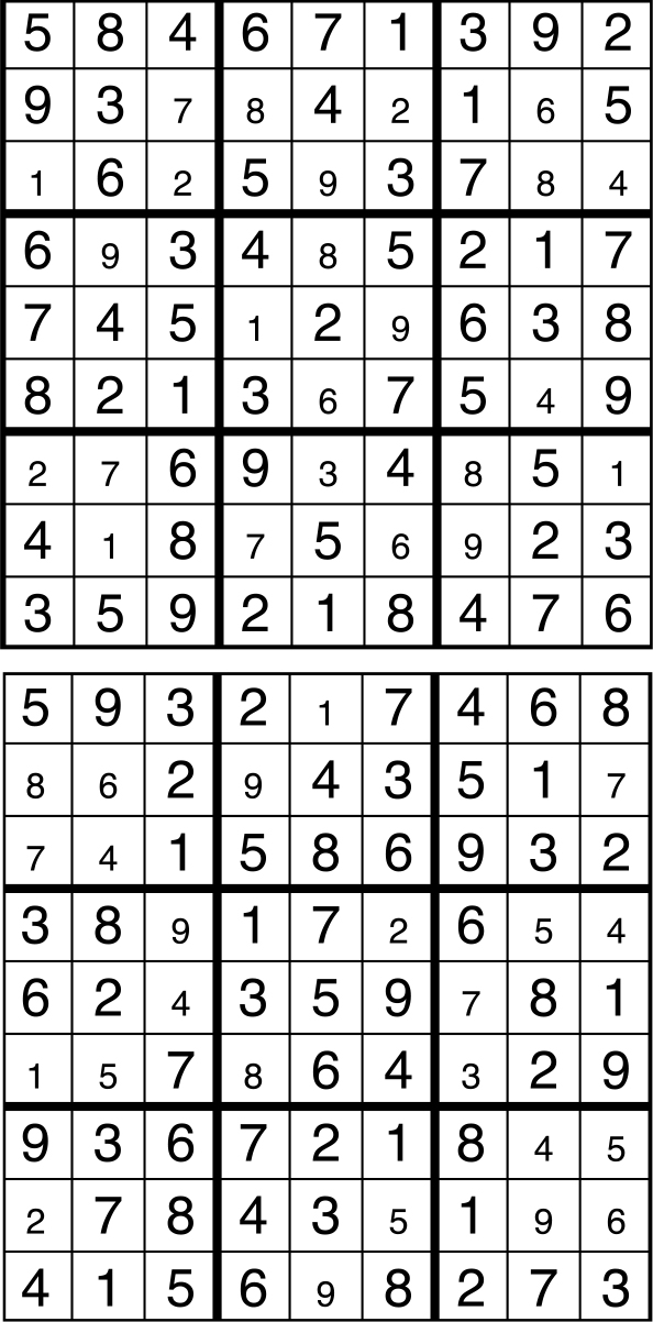 Solutions des sudokus du précédent numéro