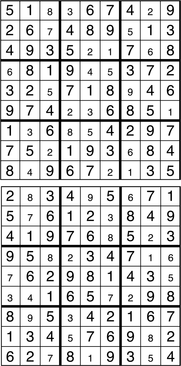 Solutions des sudokus du précédent numéro
