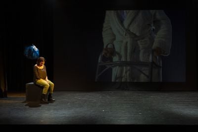 Zeina Daccache, playwright, and Joseph Jules, ex-convict, outside the walls