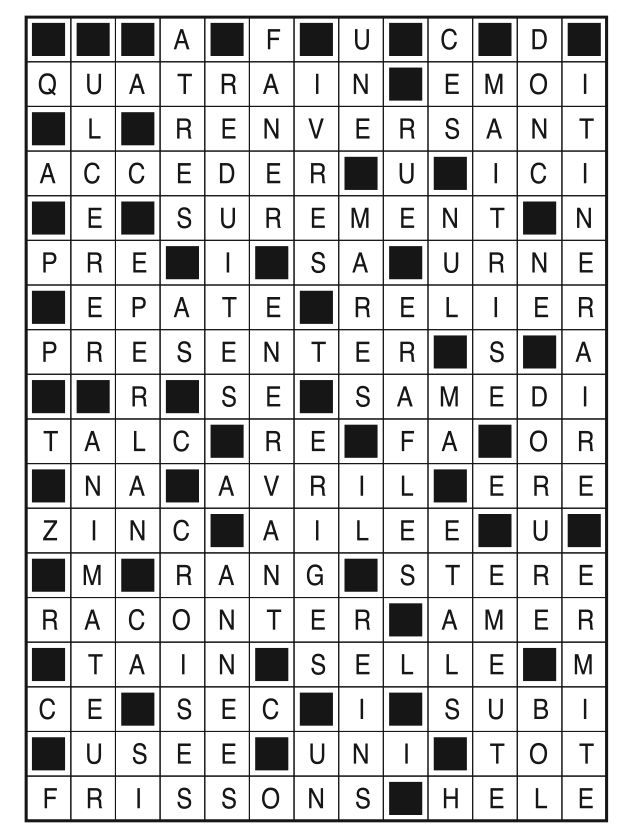 Solutions des mots fléchés du précédent numéro