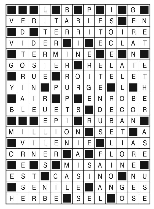 Solutions des mots fléchés du précédent numéro