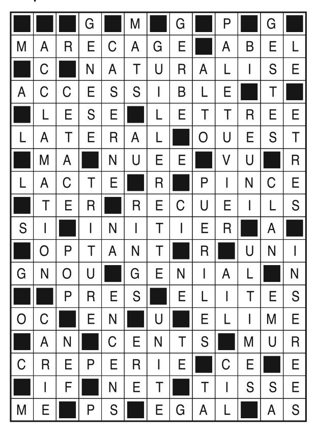 Solutions des mots fléchés du précédent numéro