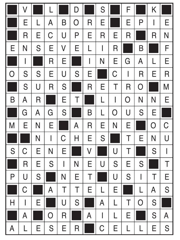 Solutions des mots fléchés du précédent numéro