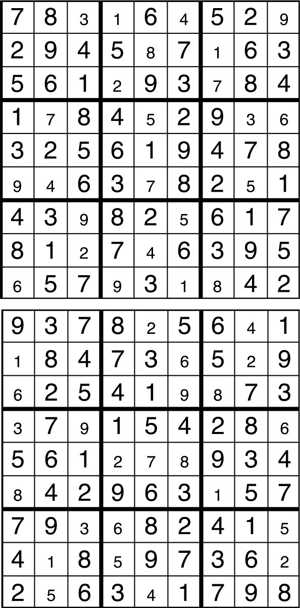 Solutions des sudokus du précédent numéro