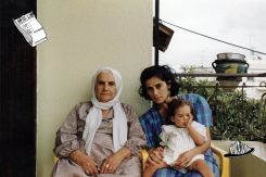 Oum Ali, Hiam Abbas, and young Lina Soualem. (Archival photo from Lina Soualem's collection)