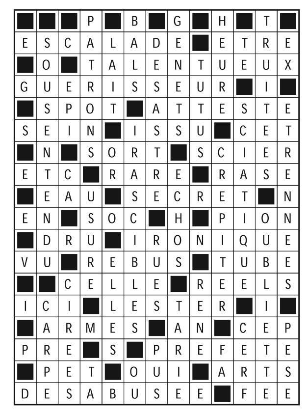 Solutions des mots fléchés du précédent numéro
