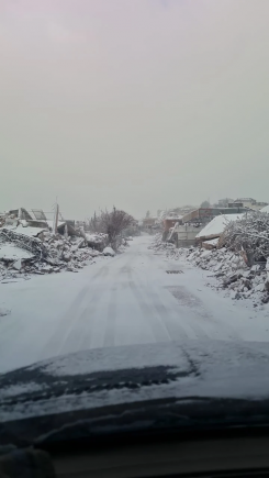 The rubble of Khiam under the snow. (Credit: Muntasser Abdallah)