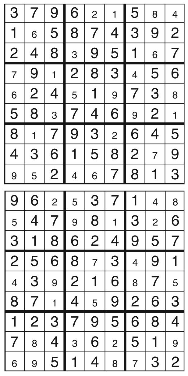Solutions des sudokus du précédent numéro