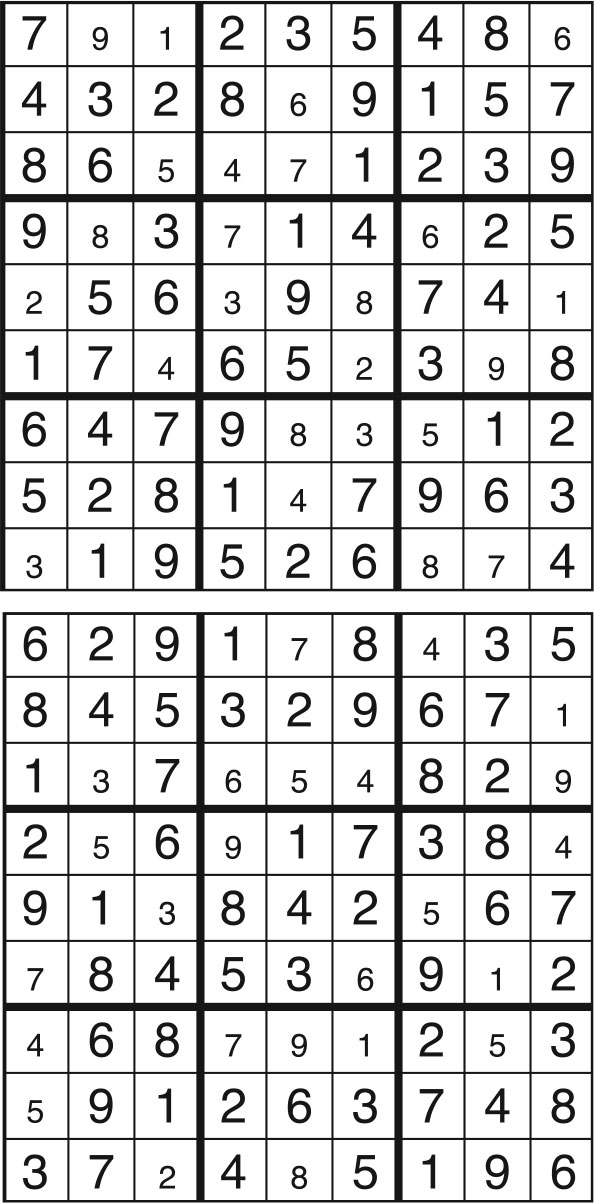 Solutions des sudokus du précédent numéro
