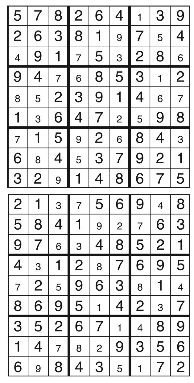 Solutions des sudokus du précédent numéro