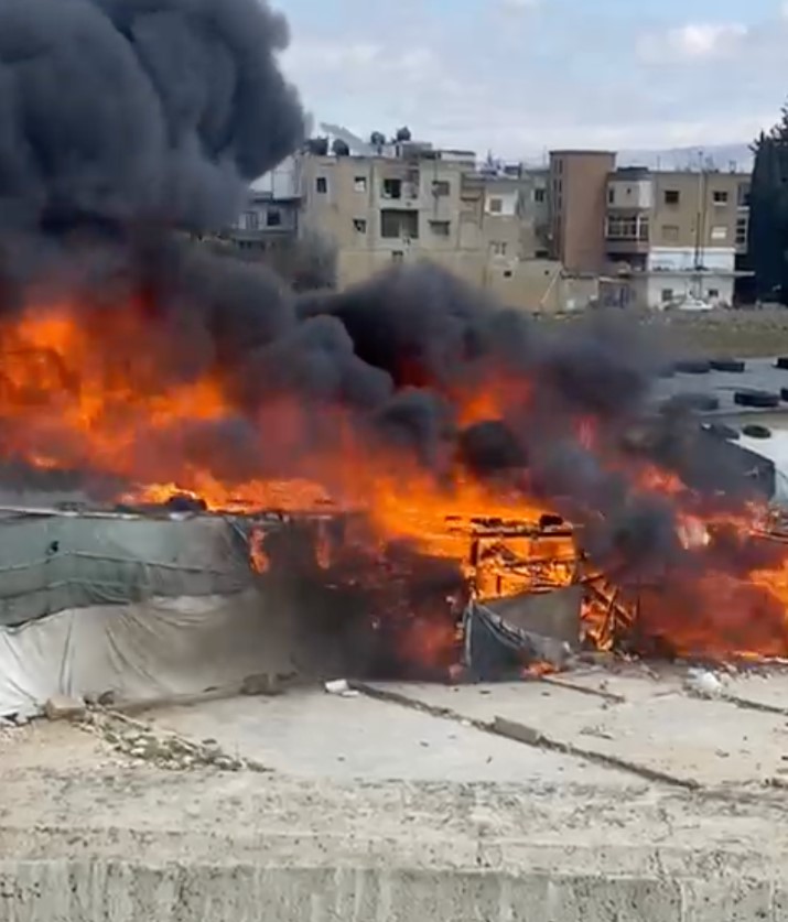 Fire ravages tent in Bekaa Syrian refugee camp Fire ravages tent in Bekaa Syrian refugee camp