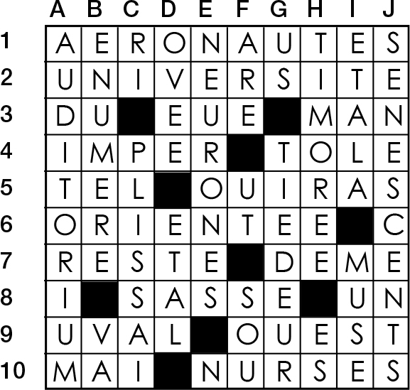 Solutions des mots croisés du précédent numéro