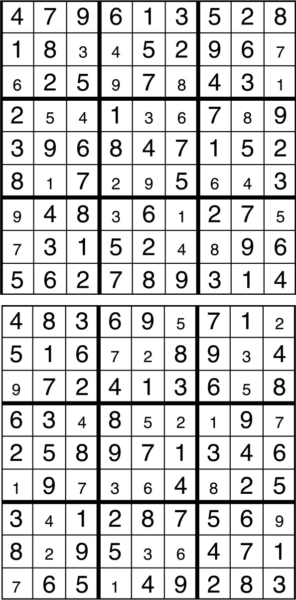 Solutions des sudokus du précédent numéro