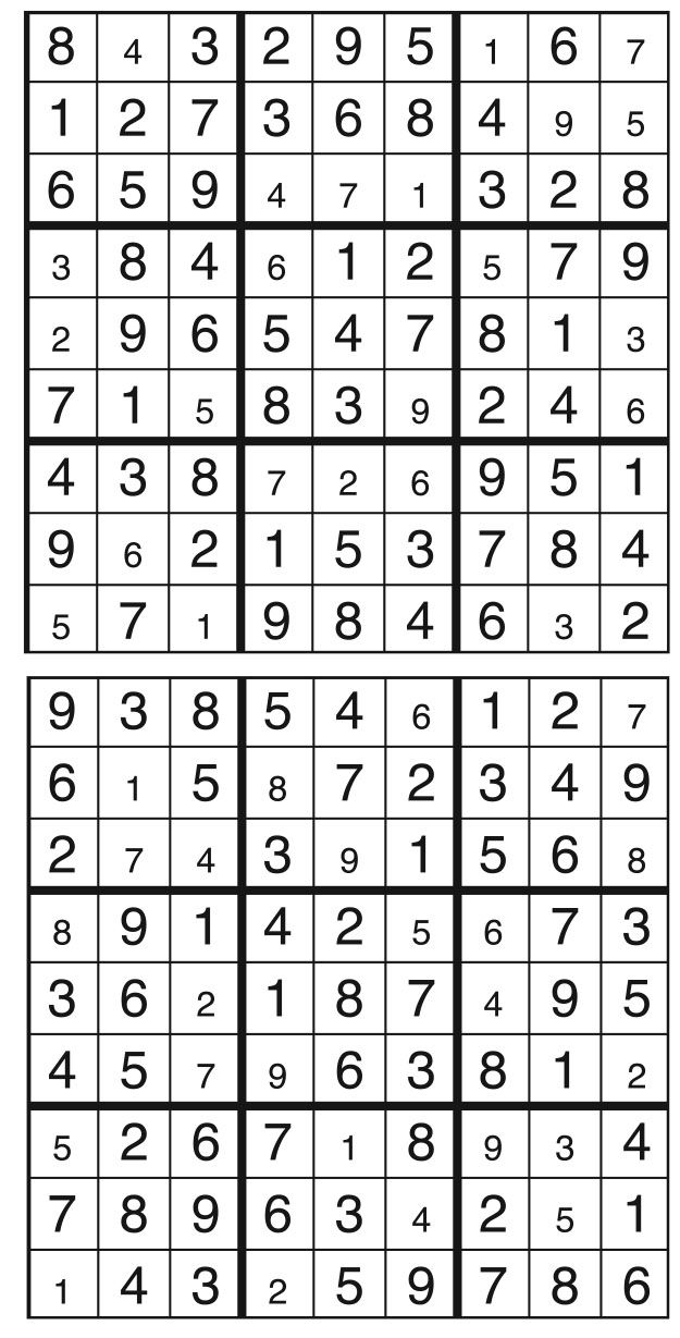 Solutions des sudokus du précédent numéro