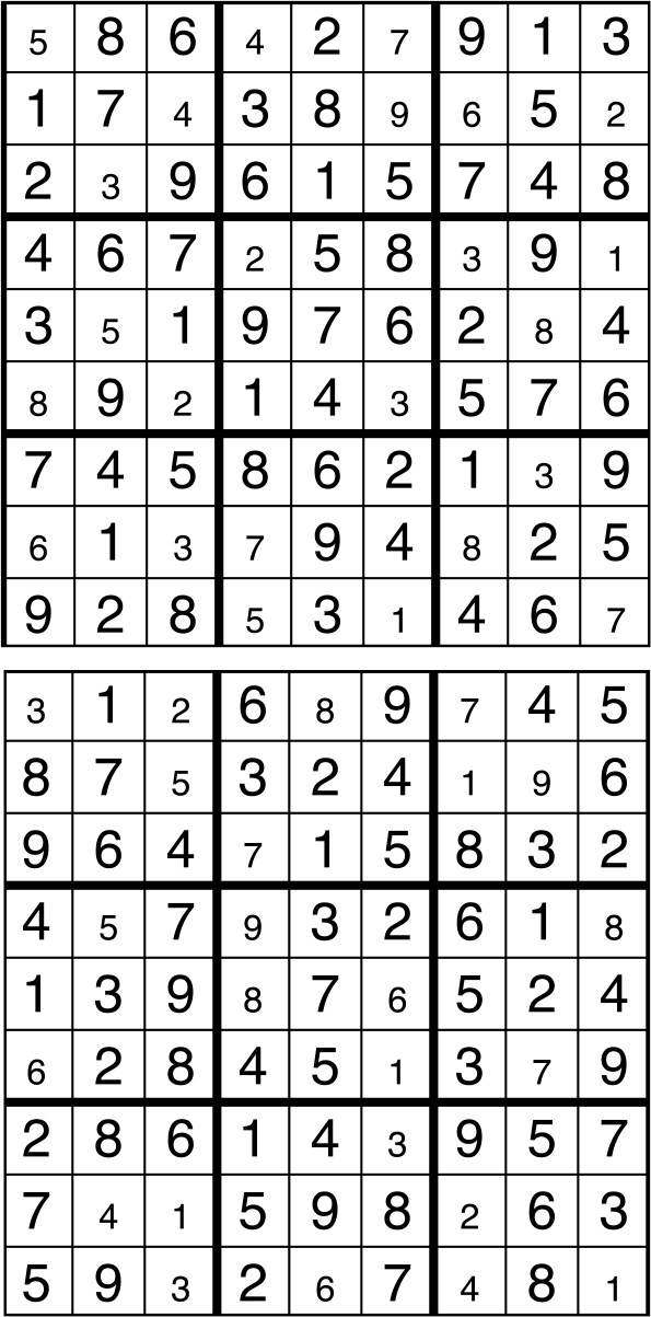Solutions des sudokus du précédent numéro