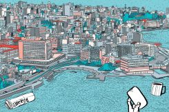 A drawing of Beirut seen from above by Lena Merhej. (Credit: Lena Merhej)