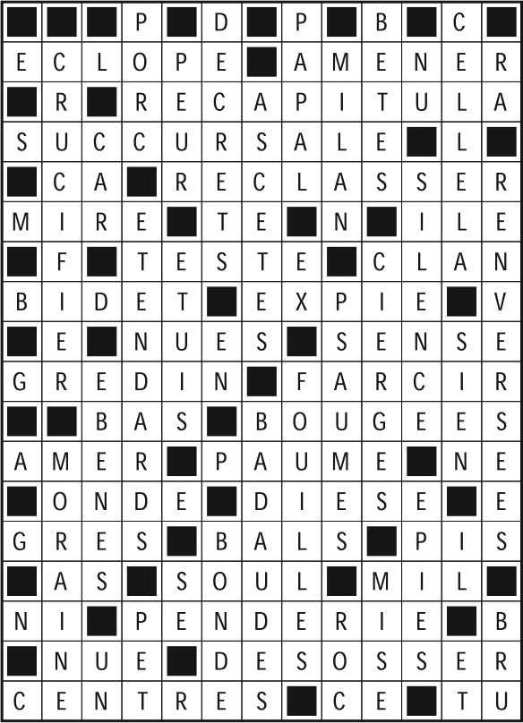 Solutions des mots fléchés du précédent numéro