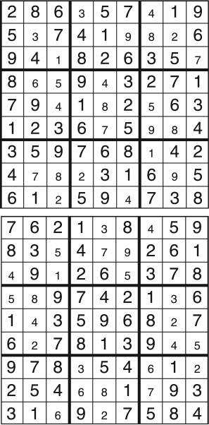 Solutions des sudokus du précédent numéro