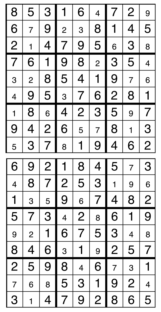 Solutions des sudokus du précédent numéro