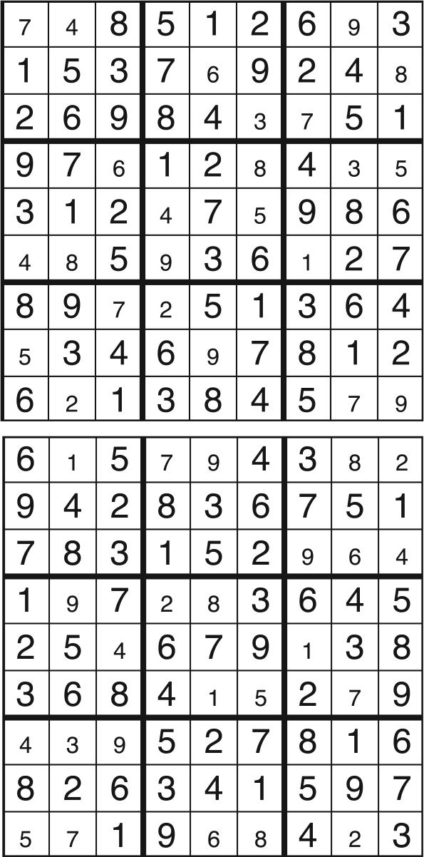 Solutions des sudokus du précédent numéro