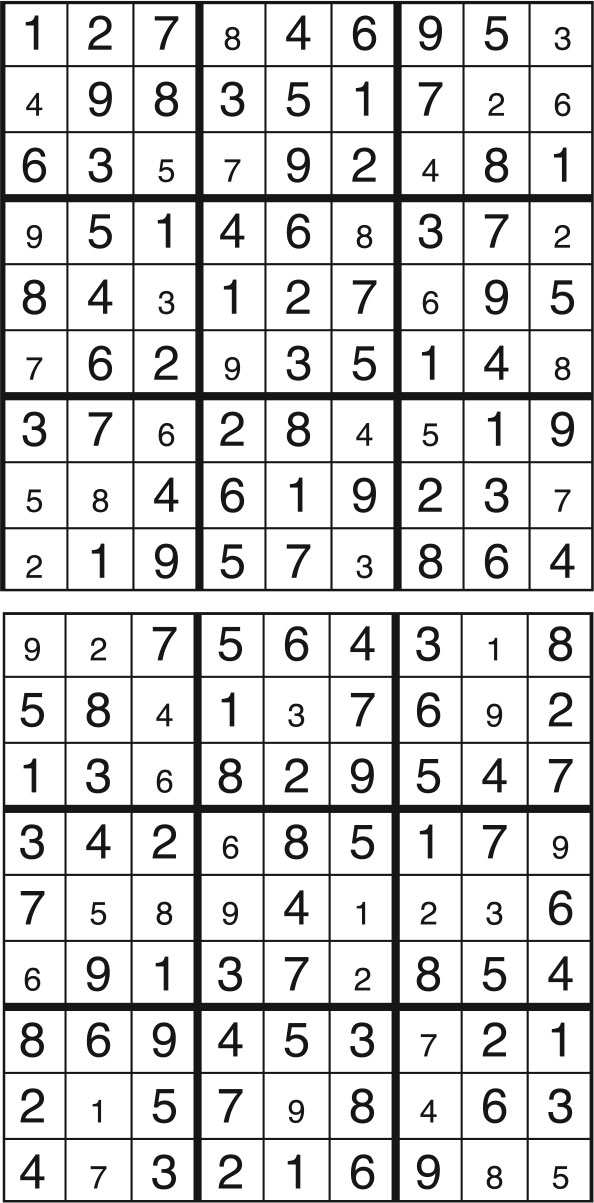 Solutions des sudokus du précédent numéro