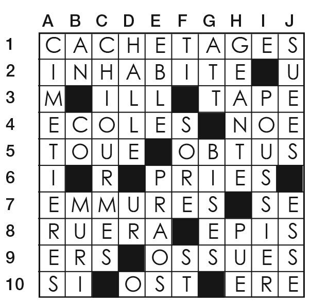 Solutions des mots croisés du précédent numéro