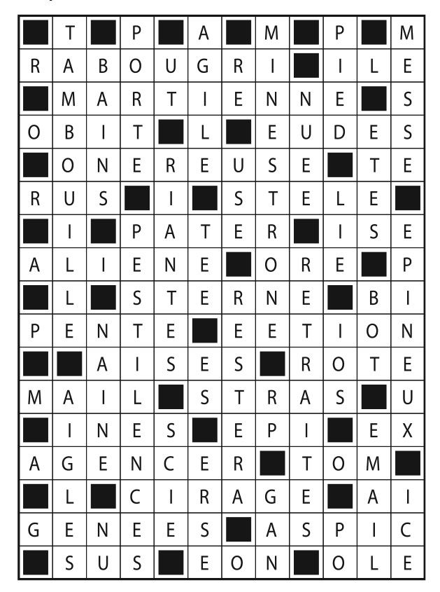 Solutions des mots fléchés du précédent numéro