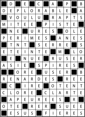 Solutions des mots fléchés du précédent numéro