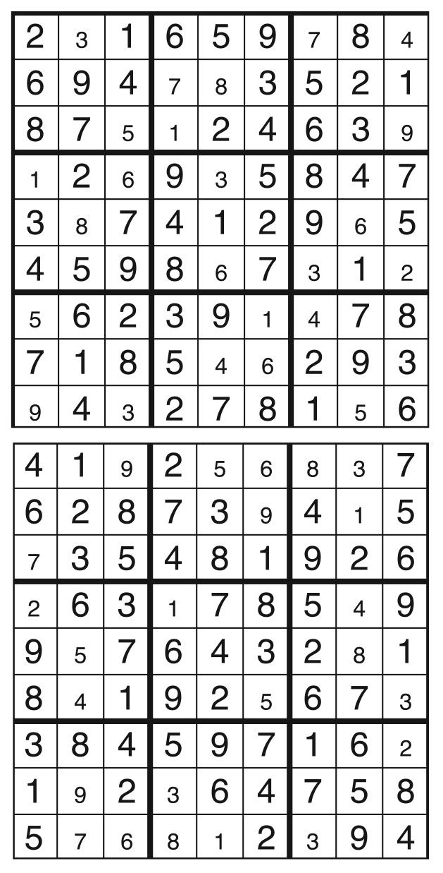 Solutions des sudokus du précédent numéro