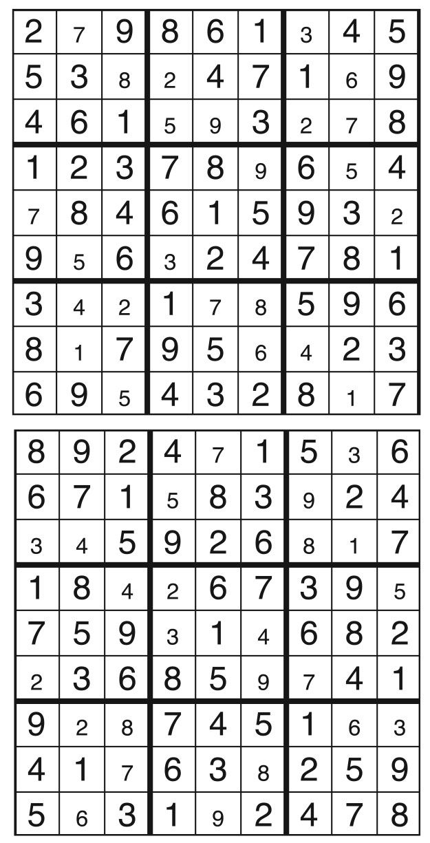 Solutions des sudokus du précédent numéro