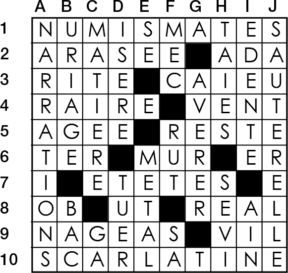 Solutions des mots croisés du précédent numéro