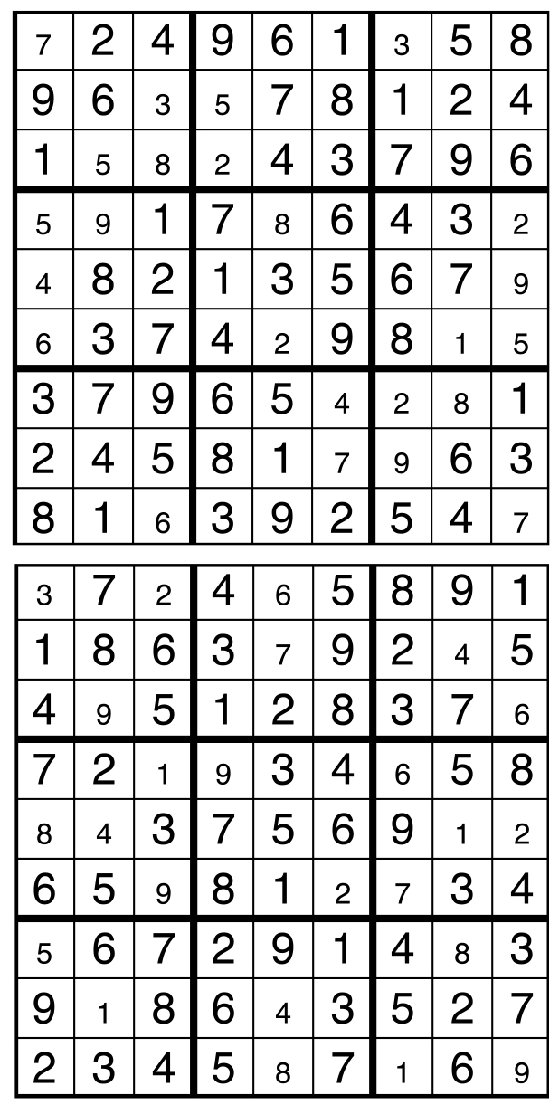Solutions des sudokus du précédent numéro