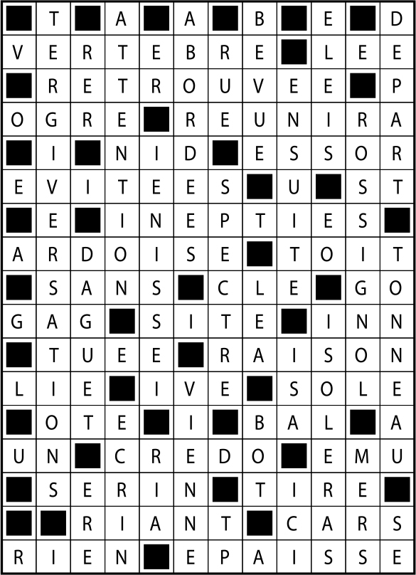 Solutions des mots fléchés du précédent numéro