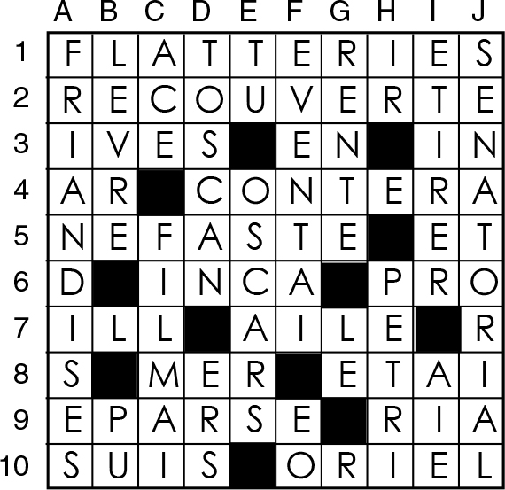 Solutions des mots croisés du précédent numéro