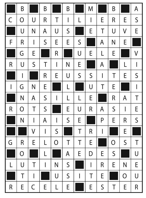 Solutions des mots fléchés du précédent numéro