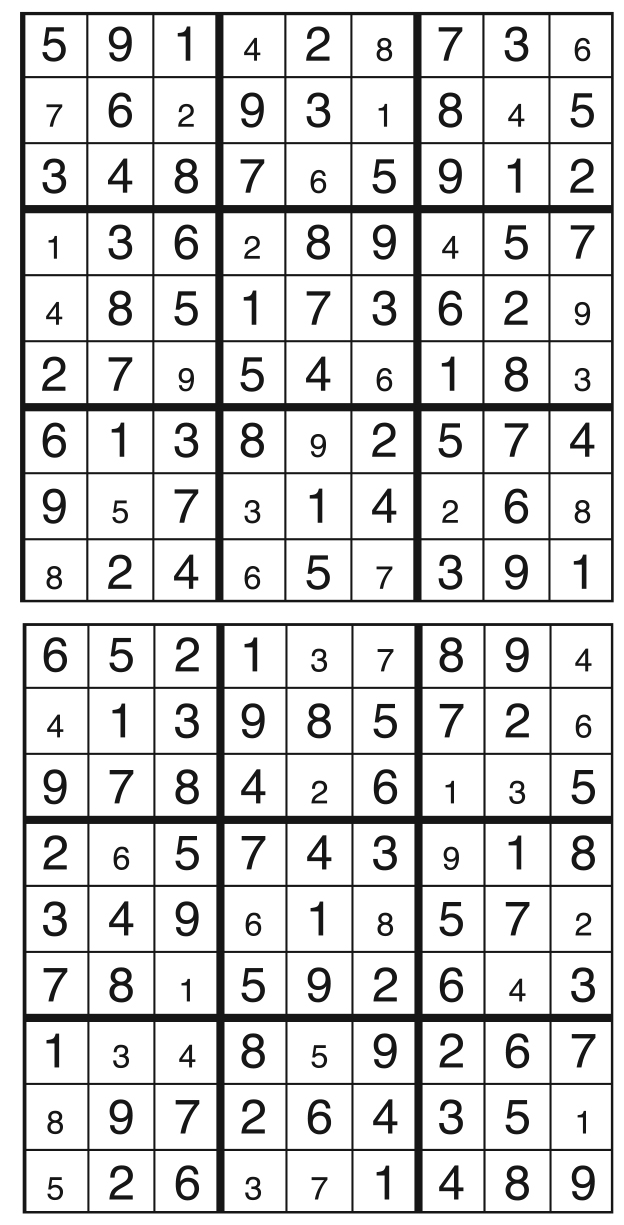 Solutions des sudokus du précédent numéro