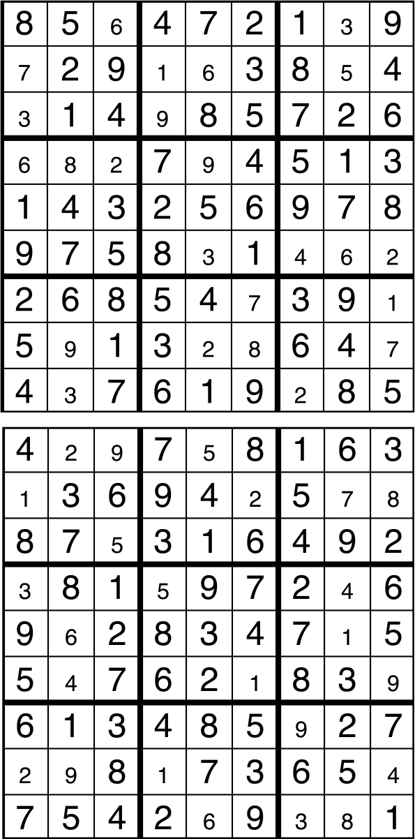 Solutions des sudokus du précédent numéro